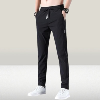 FICKA Solid Men Black Track Pants