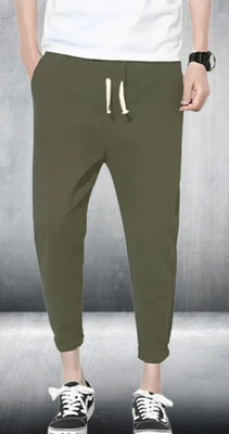 Nikshi Solid Men Olive Track Pants