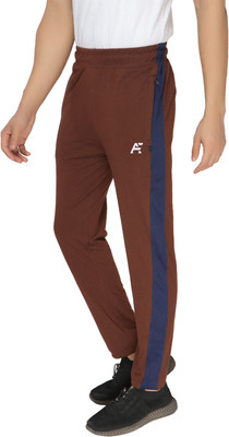 AZF Self Design Men Brown Track Pants