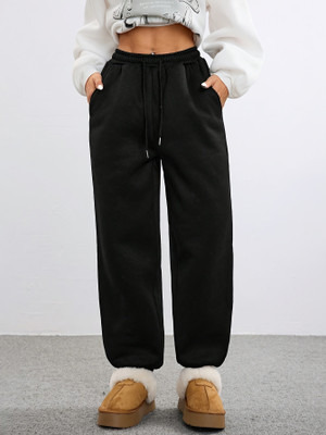 Dockstreet Solid Women Black Track Pants