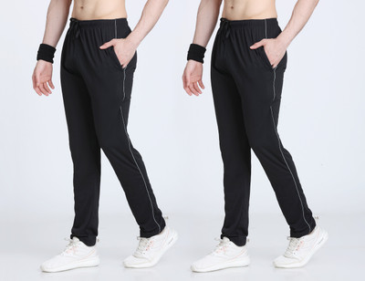 FANDOM Solid Men Black Track Pants