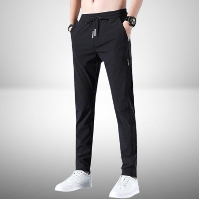 FICKA Solid Men Black Track Pants