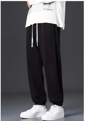 Pricha Solid Men Black Track Pants