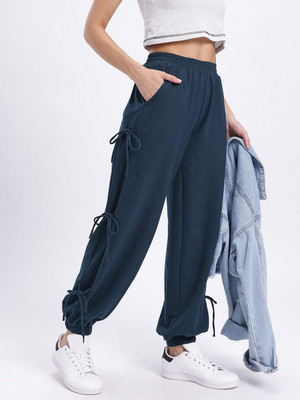 Glitchez Solid Women Blue Track Pants