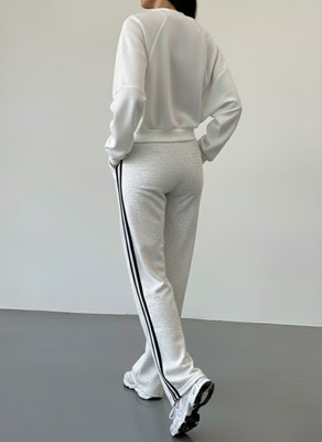 Dockstreet Striped Women White Track Pants