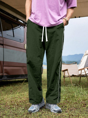 Rajovati Striped Men Dark Green Track Pants
