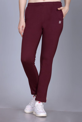 BILBURY Solid, Printed Women Maroon Track Pants