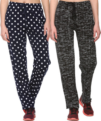 Weboasis Checkered, Printed Women Dark Blue, Black Track Pants