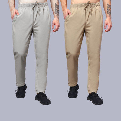 HAUWER Self Design Men Grey, Beige Track Pants