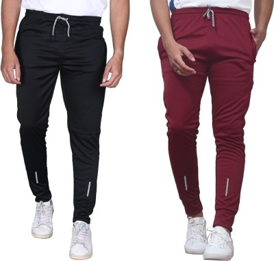 GAJAVU Self Design Men Black, Maroon Track Pants