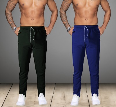 D.V TECH Solid Men Black, Blue Track Pants