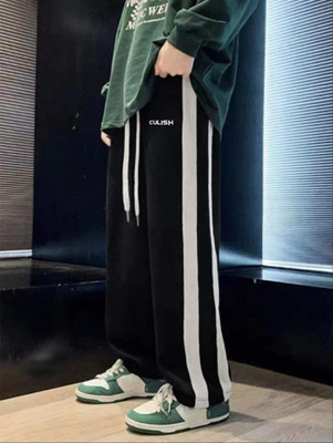 CULISH Colorblock Men Black Track Pants
