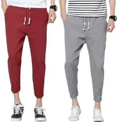 RDX Solid Men Grey, Maroon Track Pants