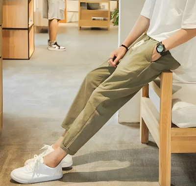 clickwell Solid Men Olive Track Pants