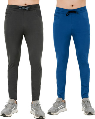 NAVRISE Solid Men Grey, Light Blue Track Pants
