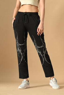 LUMINOIRE Solid Women Black Track Pants