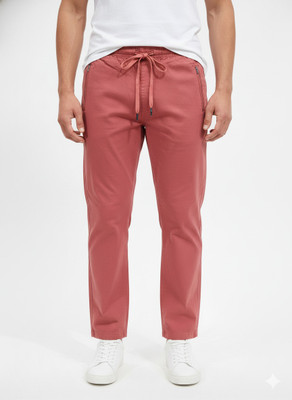 VOMAZO Solid Men Maroon Track Pants