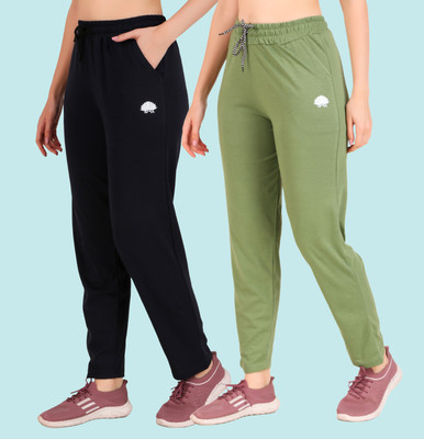 GAA Solid Women Dark Blue, Light Green Track Pants