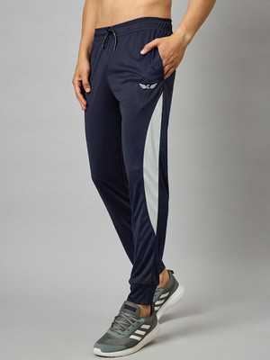 Crease & Clips Colorblock Men Dark Blue Track Pants