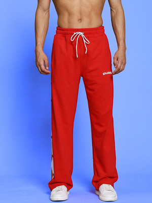 WEARDUDS Solid Men Red Track Pants