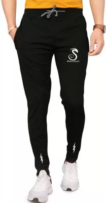 Sonized Printed Men Black Track Pants