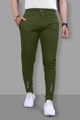 Z-DEVIL Solid Men Olive Track Pants