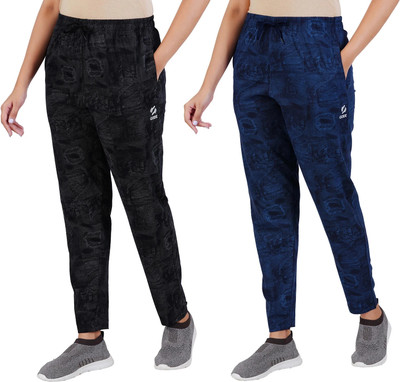 Guide Printed Women Black, Dark Blue Track Pants
