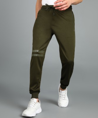 Adrenex Striped Men Dark Green Track Pants