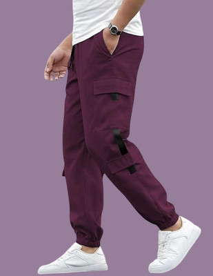 Kesaria Textile Company Solid Men Maroon Track Pants