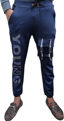MindsArt Printed Men Blue Track Pants