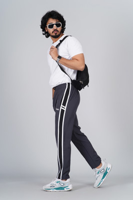 TOGORB Striped Men Grey Track Pants