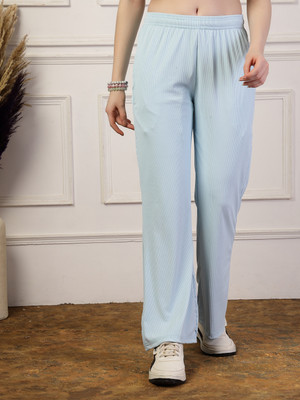 UZARUS Solid Women Light Blue Track Pants