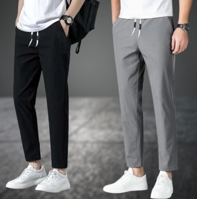 Dresvia Solid Men Black, Grey Track Pants