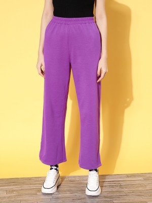 SASSAFRAS Solid Women Purple Track Pants