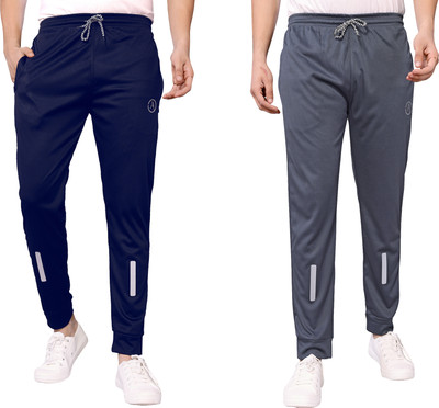 ANAND Self Design Men Dark Blue, Grey Track Pants