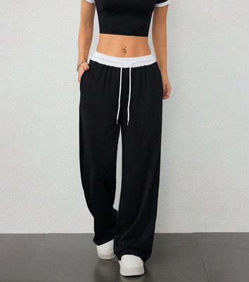 Dockstreet Solid Women Black Track Pants