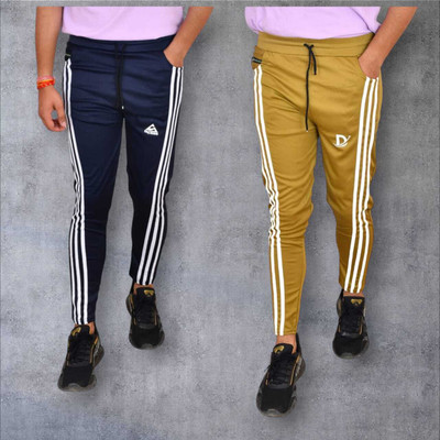 TEETREND Solid Men Beige, Dark Blue Track Pants