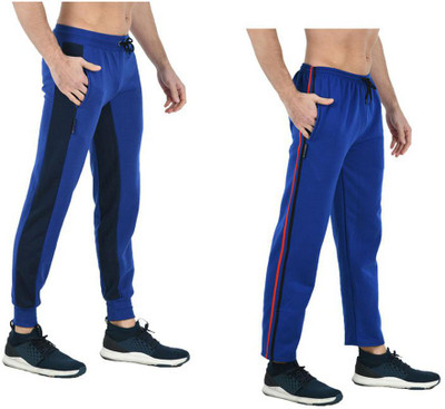 KAVYA Colorblock Men Blue Track Pants