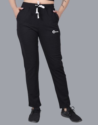 ANTRUE Solid Women Black Track Pants