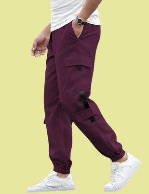 Kesaria Textile Company Solid Men Maroon Track Pants