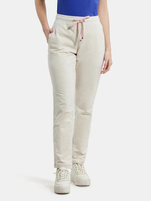 JOCKEY UL07 Super Combed Cotton French Terry Solid Women Beige Track Pants