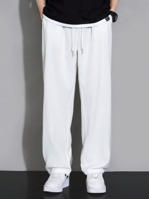 Dockstreet Solid Men White Track Pants