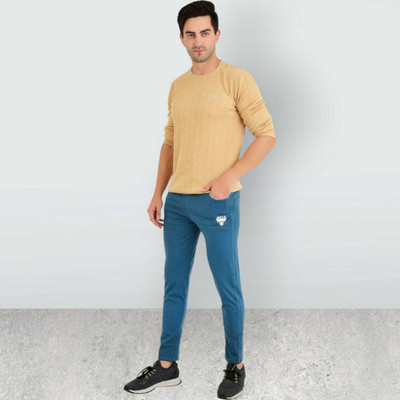 Kaddy Solid Men Blue Track Pants