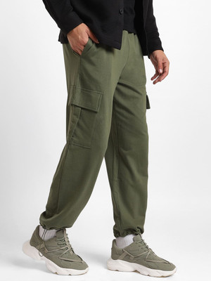 NOBERO Self Design Men Olive Track Pants