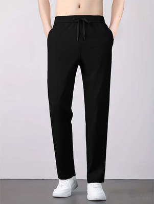 PRAVAHA Solid Men Black Track Pants