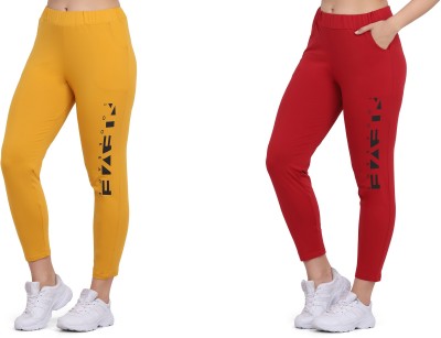 zazbi Printed Women Yellow, Red Track Pants