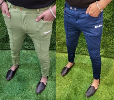 SHARMASONS Solid Men Light Green, Dark Blue Track Pants