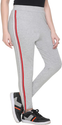 HouseOfCommon Solid, Striped Women Grey Track Pants
