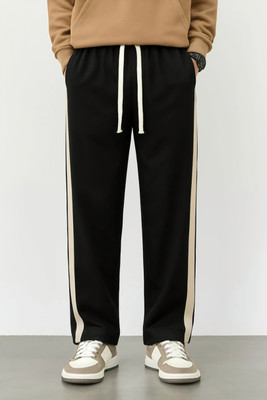 NFTRENDLYY Striped Men Black Track Pants