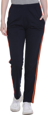 HouseOfCommon Solid, Striped Women Dark Blue Track Pants